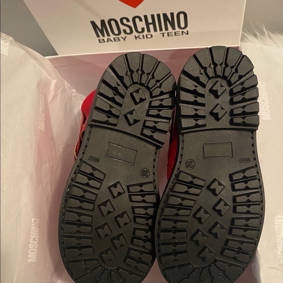 HOST PICK‼️Moschino Kid Rosso Red Leather Motor Boot Size 28 - Picture 7 of 11